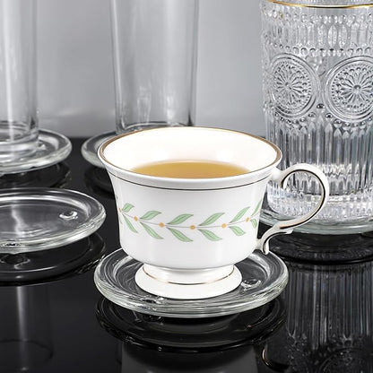 JUXYES Set of 5 Heat-Resistant Clear Glass Coaster - Image 4