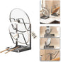 Kitchen Pot Lid Storage Rack, Pot Lid Holder for Countertop, Pot Lid Organizer Rack with Tray, Lid And Spoon Rest, Multifunctional Stand for Stove Top Kitchen Accessories (Gray, Double-layer)