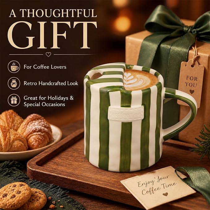 1 Pack Ceramic Coffee Mug with Sip Hole Espresso Cup 10oz with Straws Retro - Image 7