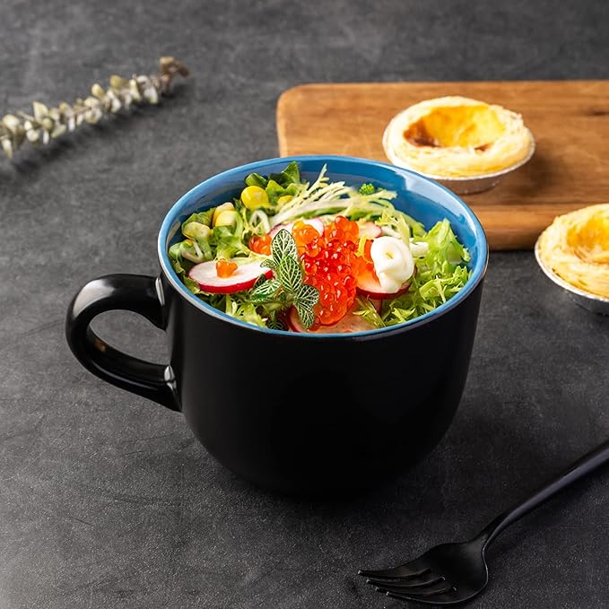 AmorArc 24 oz Soup Mugs with Handles, Jumbo Ceramic Bowls Mugs Set with handles - Image 4