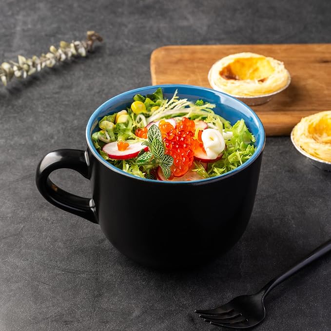 AmorArc 24 oz Soup Mugs with Handles, Jumbo Ceramic Bowls Mugs Set with handles - Image 5