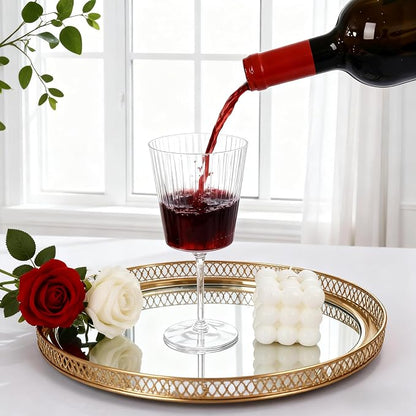LIYH 20 Pcs Plastic Ribbed Wine Glasses 13.5 Oz, Plastic Goblets Vintage Style - Image 3