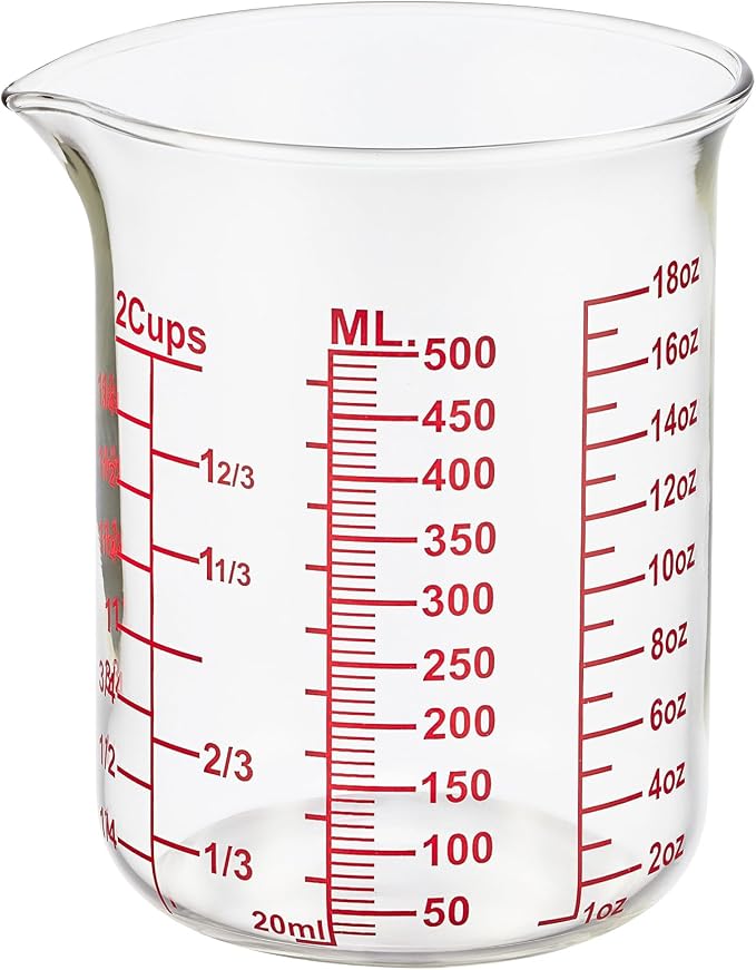 Ackers BORO3.3 High Borosilicate Glass Measuring Cup, Handleless Beaker by AckersBORO33