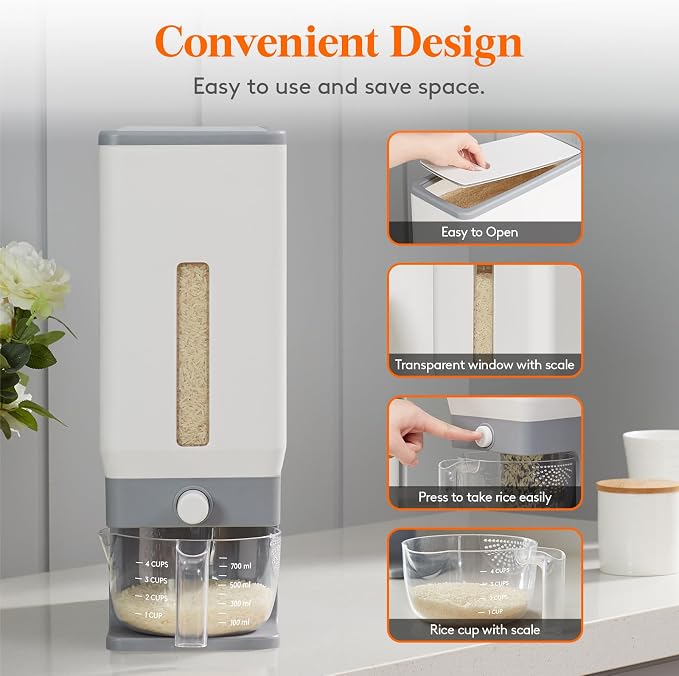 Lifewit Rice Dispenser 25 Lbs, Airtight Storage - Image 6