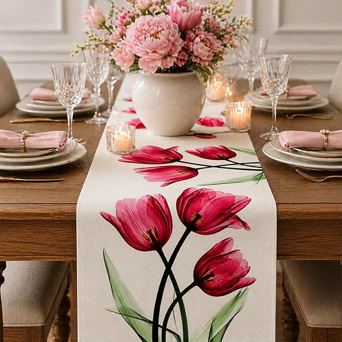 Floral Table Runner Mode Flowers Spring Summer Table Runner Seasonal Table - Image 2
