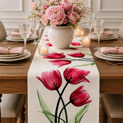 Floral Table Runner Mode Flowers Spring Summer Table Runner Seasonal Table - Image 2