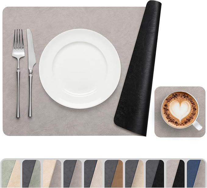Vinyl Placemats Set of 6, Dual Sided Place Mats by Banchif