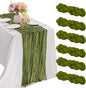 6 Pieces Olive Green 10FT Cheesecloth Table Runner Boho Gauze Fabric Table by JALANCY