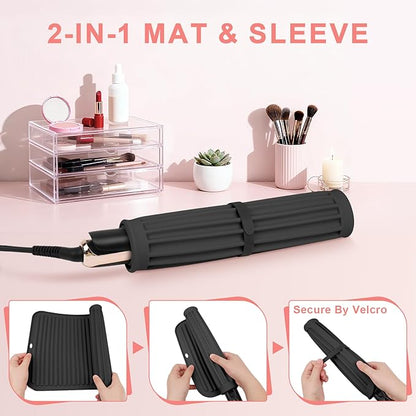 AMIJEAL Oversize Silicone Heat Resistant Mat for Hair Tools, Curling Iron Flat Iron Hair Straightener Holder Mat, Portable Hot Tools Cover Pad for Travel Vanity Salon(14.2" x 11.0")