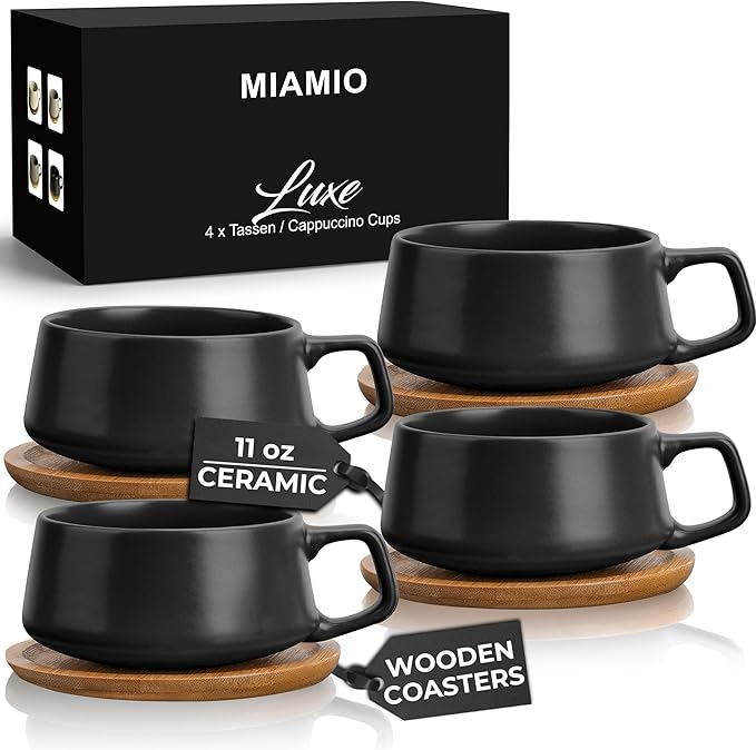 MIAMIO - Cappuccino Cup Set of 4, Wide - Luxe | Ceramic cappuccino cups and by MIAMIO