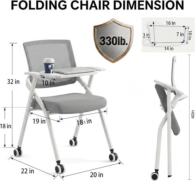 6 Pack Foldable Office Training Chairs - Image 2