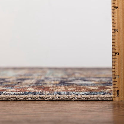 Keen Home Design 6x9 Rug - Machine Washable Area Rug with Non-Slip Backing, Ideal for Living Room, Dining Room, Bedroom - Vintage, Easy Clean, Durable, Low Pile Rug - (6' x 9')
