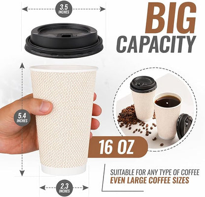 Promora 16 oz Natural Cream Disposable Coffee Cups - Image 2