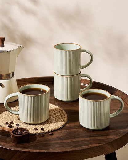 famiware Star Coffee Mug Set for 8, Handcrafted 12 oz Ceramic Stoneware Mugs - Image 3