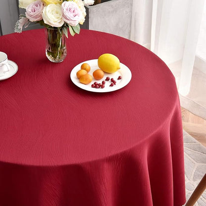 maxmill Round Jacquard Tablecloths Swirl Pattern Spillproof Wrinkle Free Heavy Weight Soft Table Cloth for Circular Table Cover of Buffet Banquet Parties Holiday Dinner Round 90 Inch Red
