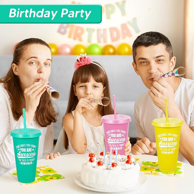 24 Pack Plastic Tumblers with Lids and Straws, Sometime You Forget You Are - Image 5