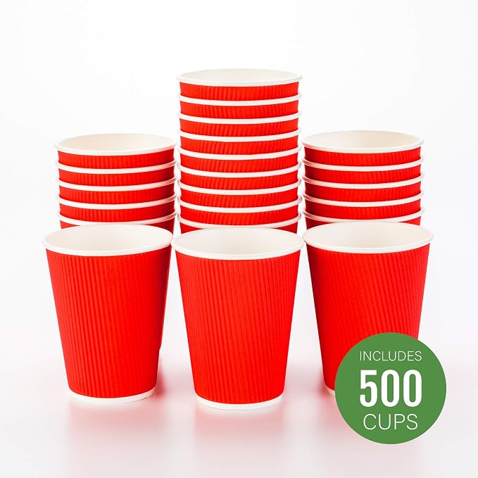 Restaurantware Coffee Cups 500 Pack of 12 oz Ripple Wall Insulated Coffee Cups - Image 2