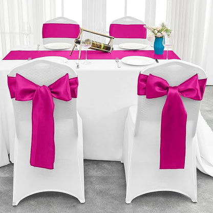 4-Pack Hot Pink Satin Table Runner 12 x 108 Inch Long Fuchsia Bright and Smooth - Image 7