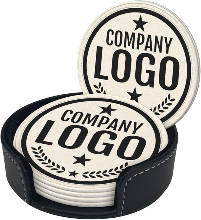 Custom Leather Coasters with Logo - Image 2