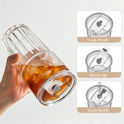 INSETLAN 20oz Clear Glass Cups & Tumbler Set - Image 5