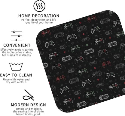 Retro Video Game for Leather Coasters Set of 4, Tabletop Protection Drink - Image 6
