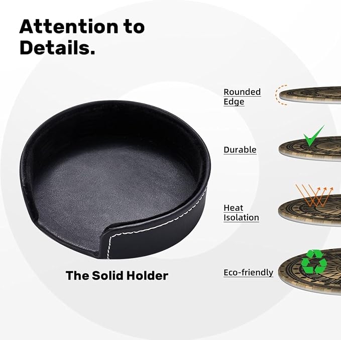 Drink Coasters with Holder Stand Set of 6 - Image 4