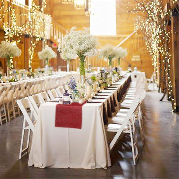 Burgundy Valentines Day Table Runner Burlap Table Cloth 2 Packs 13x108 Inch | - Image 4