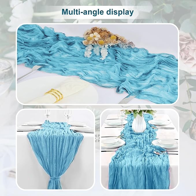 1 Pack Baby Blue Cheesecloth Table Runner 35x120 Inch 10Ft Rustic Gauze Cheese - Image 5