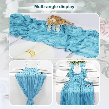 1 Pack Baby Blue Cheesecloth Table Runner 35x120 Inch 10Ft Rustic Gauze Cheese - Image 5