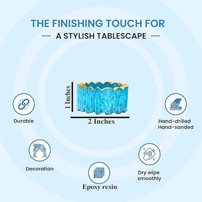 ALPHA Living HOME Handmade Epoxy Napkin Rings Set of 12 | Elegant Round Napkin Holders for Dining Table, Weddings, Parties & Home Décor | Durable & Stylish Farmhouse Table Accessories - (Blue Gold)