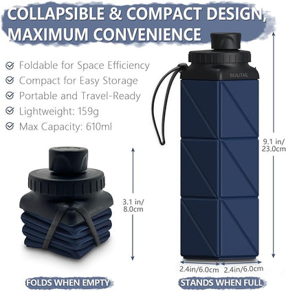 BEAUTAIL Collapsible Water Bottles 21 oz, Silicone Portable Water Bottle | BPA - Image 2