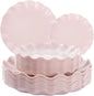 LIYH 24 Pcs Pink Plates Reusable, Pink Plastic Scalloped Plate Durable and Dishwasher Safe,Baby Shower Plate, Light Weight Daisy Plastic Wavy Plates for Wedding Party Birthday