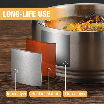 Stainless Steel Rice Bowl with Lid, Set of 2, for Korean Kitchen Restaurant, Double-walled Metal Bowls, Multi-Purpose Insulated Soup Bowls Snacks Bowls (11.5cm Silver)