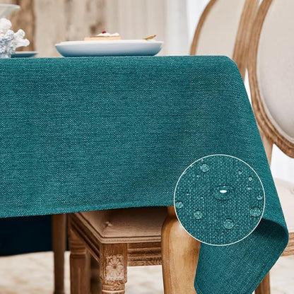 BALCONY & FALCON Square Tablecloth - Small Waterproof Table Cloth, Wrinkle Resistant Table Cover Linen Fabric Tablecloths for Dining Kitchen Wedding and Outdoor Decoration (Teal, 55"x55")