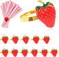 Strawberry Napkin Rings Set of 12 Red Enamel Berry Napkin Holder by DavifinaNapkinRings