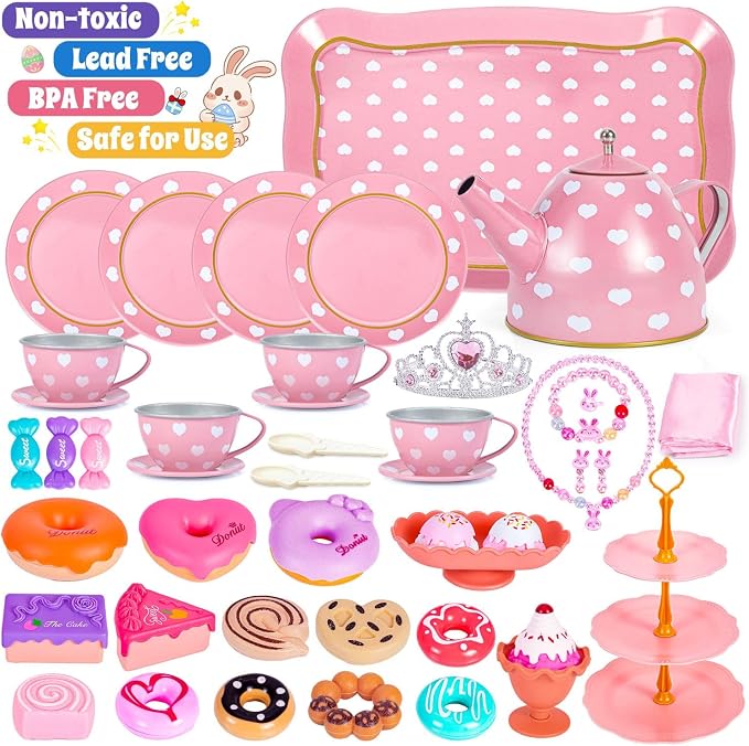 Hohosunlar Tea Party Set for Little Girls, Kids Tea Set for Toddler 3-5 6-8 | - Image 5