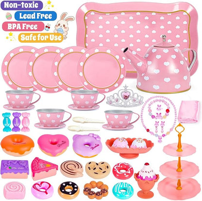 Hohosunlar Tea Party Set for Little Girls, Kids Tea Set for Toddler 3-5 6-8 | - Image 5