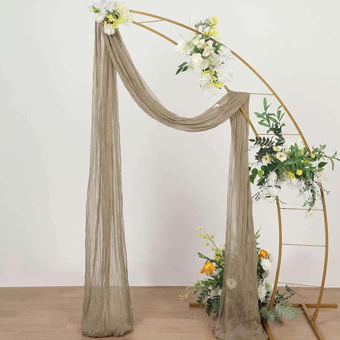 Efavormart 20ft Natural Beige Gauze Cheesecloth Wedding Arch Drapery Fabric - Image 5