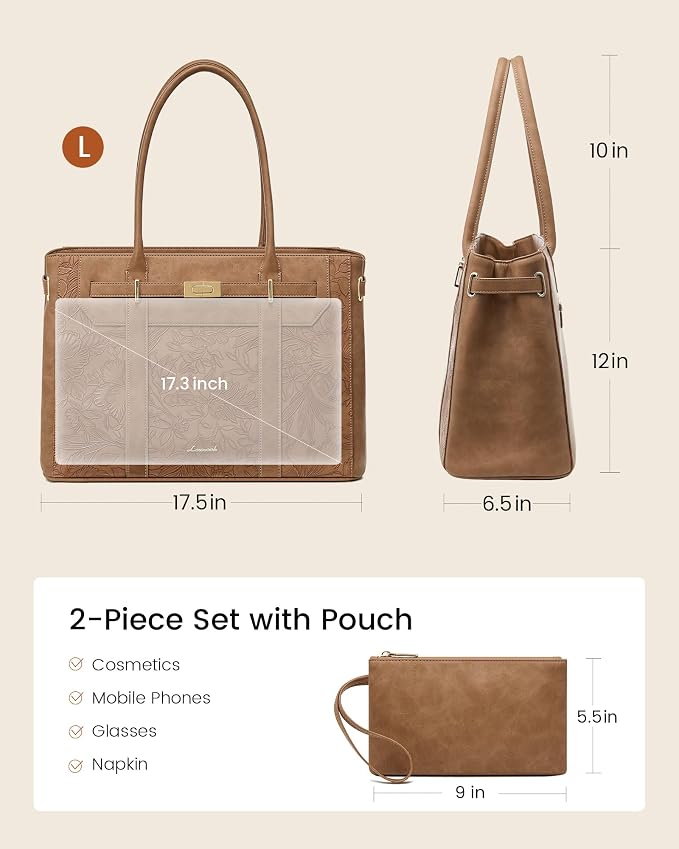 LOVEVOOK Laptop Tote Bag for Women, 2-in-1 Work Teacher Bags - Image 5