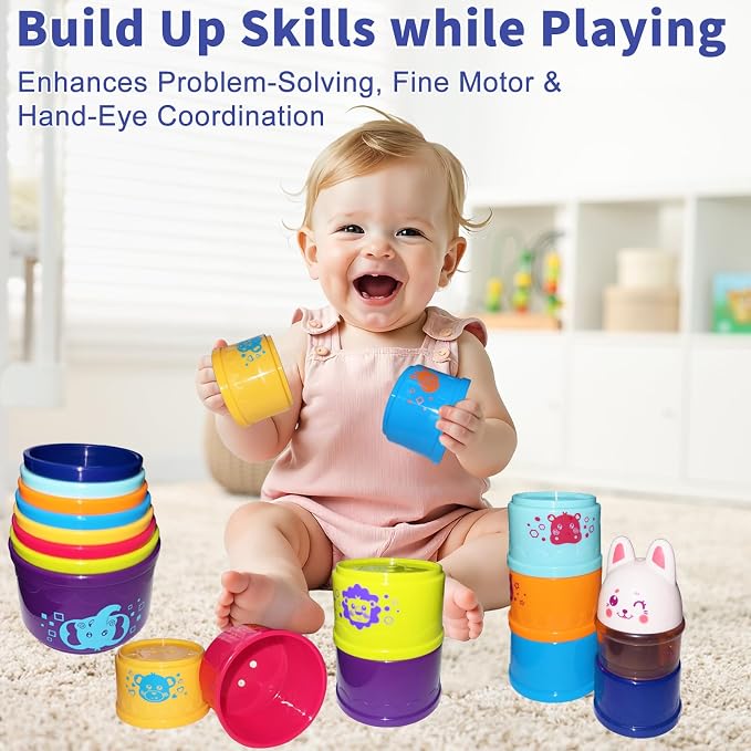 WEEJOYGAM Stacking Cups Baby Toys 6-12 Months, Stacking Toys - Image 2