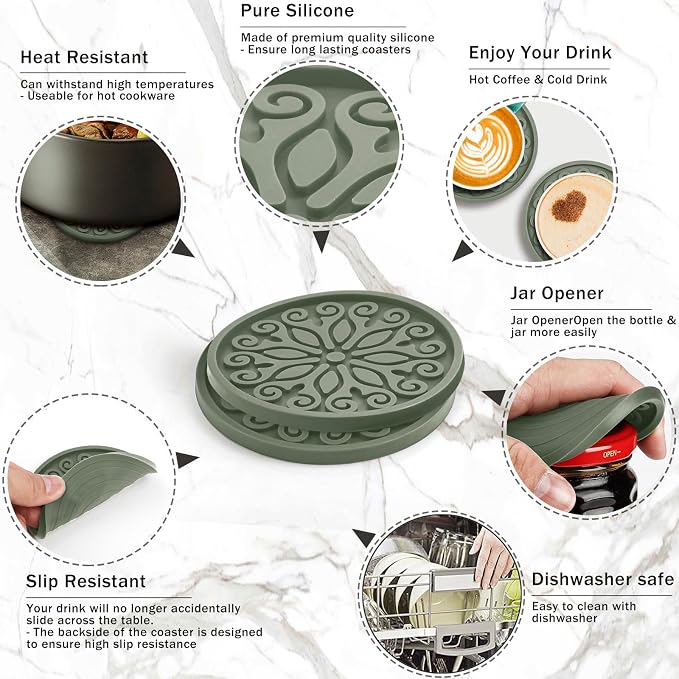 Silicone Coasters for Drinks, Resistant Reusable Drink Coasters-Great Gift for - Image 5