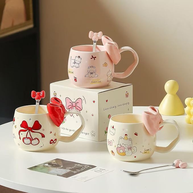DTIUYIOP-Cute WhiteCat Ceramic Coffee Mug - Image 6