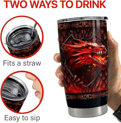 SANDJEST Dragon Tumbler 20oz Stainless Steel Insulated Coffee Travel Mug Cup - Image 7