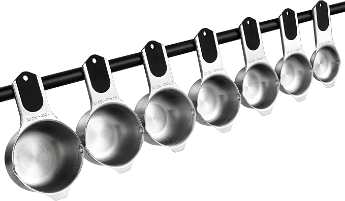 Spring Chef Magnetic Stainless Steel Measuring Cups Set of 7 Patented Black | - Image 8