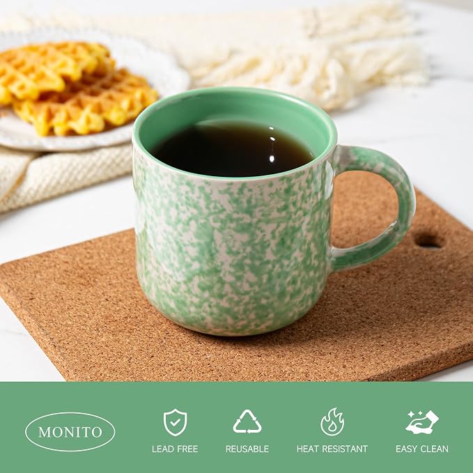 MONITO 12 OZ Coffee Mugs Set of 4, Modern Ceramic Coffee Mugs Set - Image 4