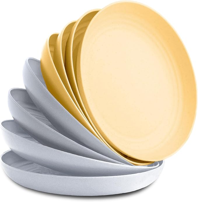 8-Pack Reusable Wheat Straw Plates Set by NookTheory
