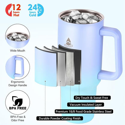 40 oz Tumbler with Handle and Straw or Convert to 40 oz Insulated Water Bottle - Image 3