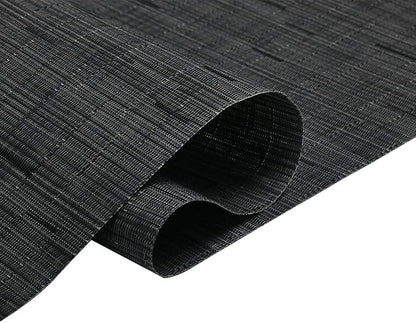 SHACOS Placemats Set of 4 Woven Vinyl Place Mats for Dining Table Wipe Clean Non Slip Table Mats (4, Black)