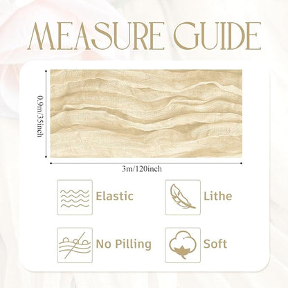 Cheesecloth Table Runner Beige 10FT Boho Gauze Runner, 6 Pack | 120 Inch Cheese - Image 2
