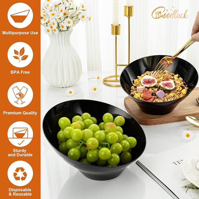 12 Pack black Plastic Serving Bowls - Image 2